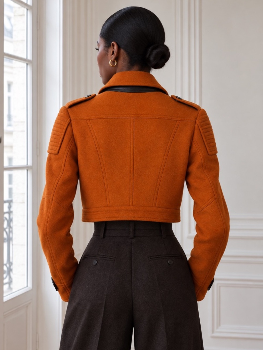 Burberry Brit Cropped Moto Military Jacket Amber Spiced Orange Ladies Size 4 - Picture 2 of 14